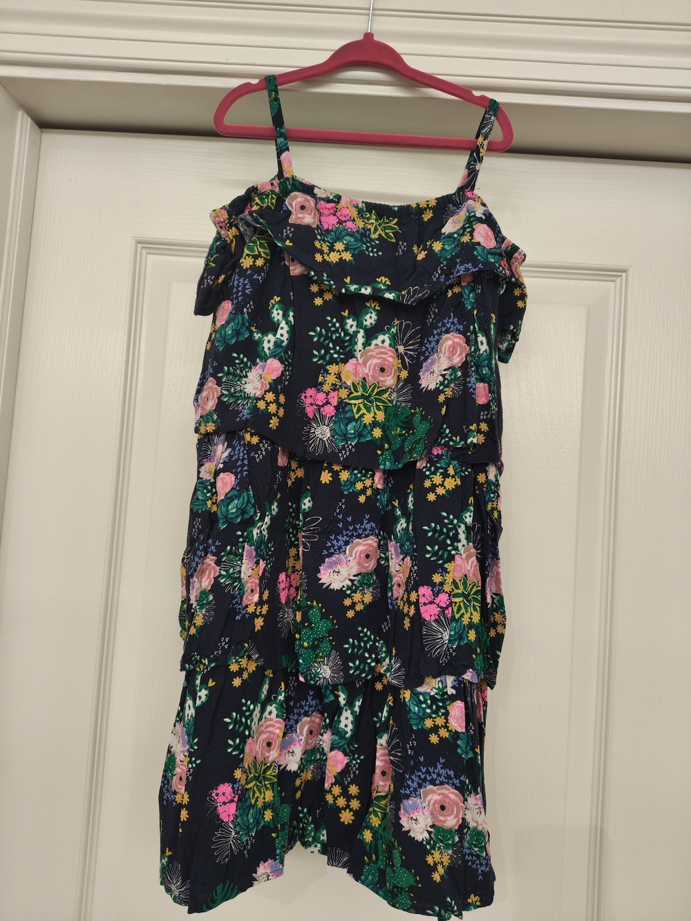 Marks & Spencer Navy Floral Tiered Sundress with Pink & Green Accents